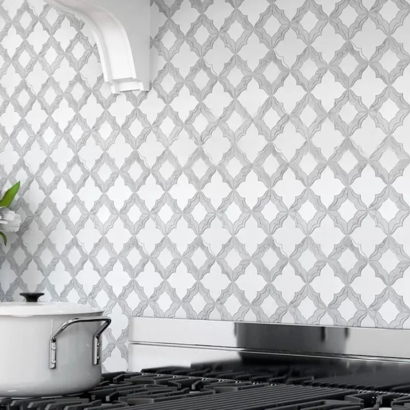 Stone mosaic kitchen backsplash