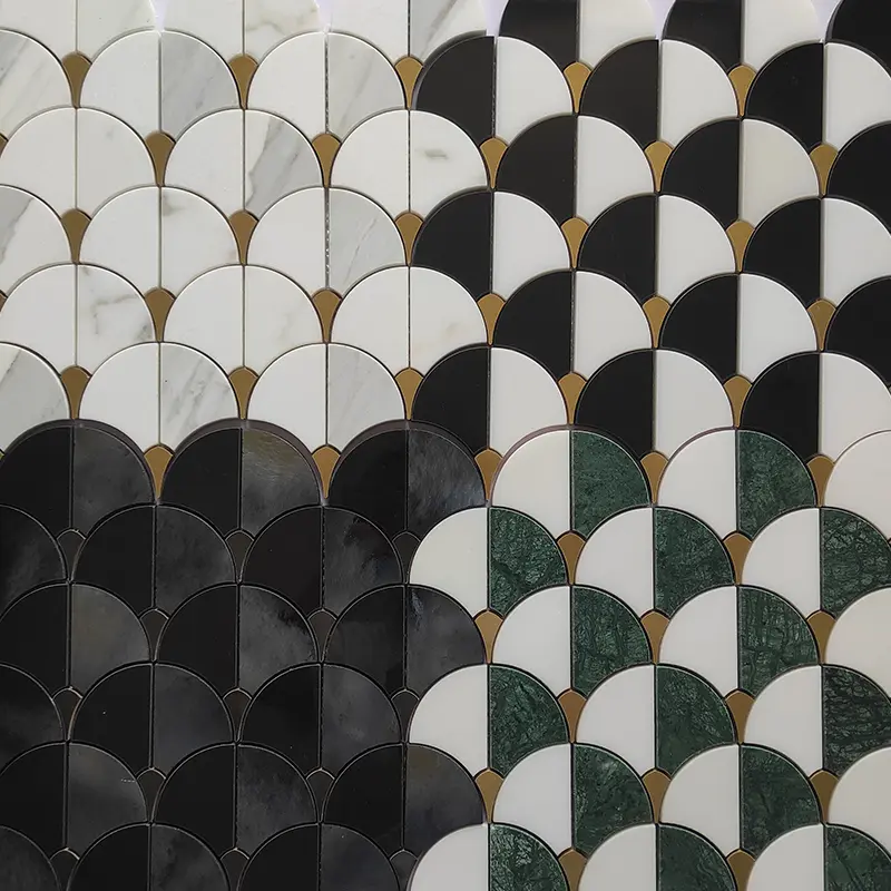 Water jet stone mosaic