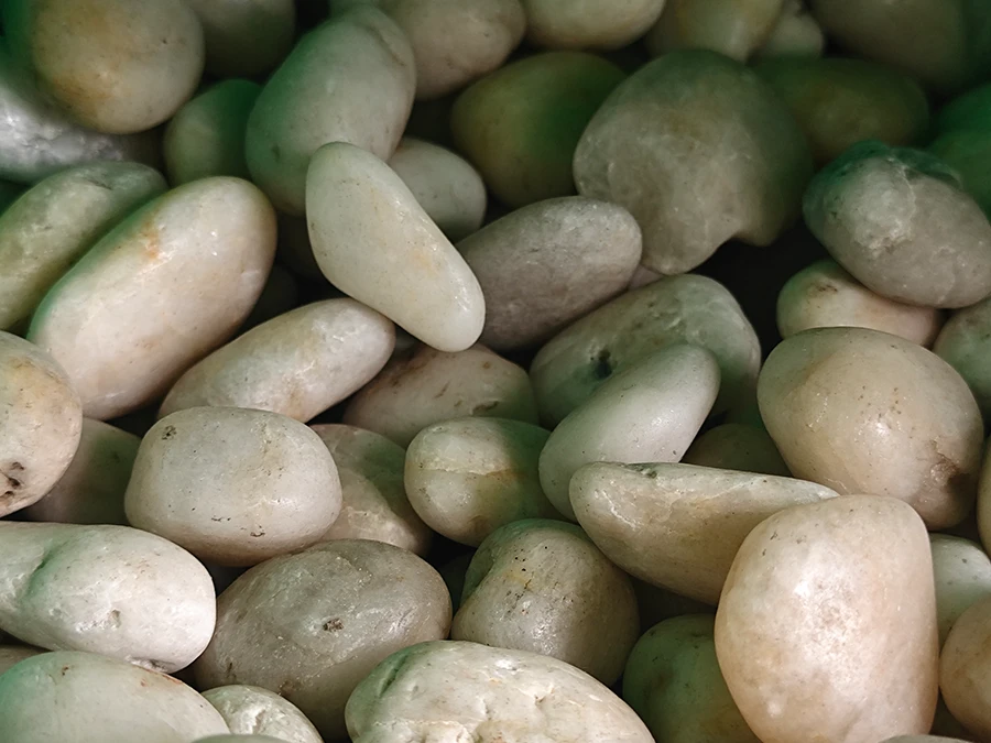 polished white pebbles